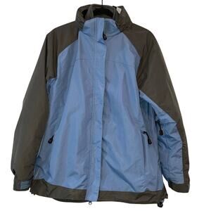 NWT Turning Point Fleece Lined Large Blue Gray Hidden Hood Coat